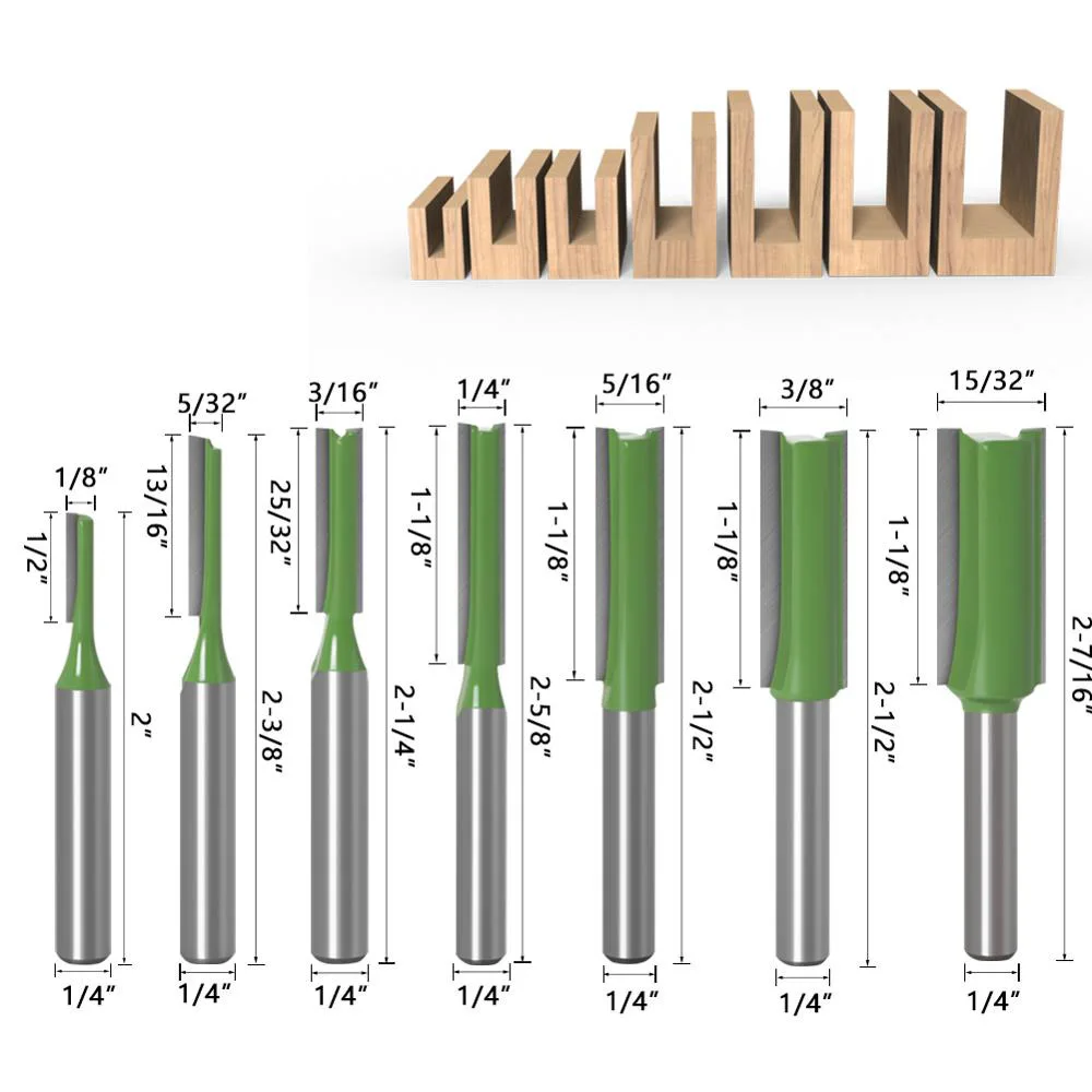 1/4 Shank Wood Carving Milling Cutter with Single/Double Flute Straight Bit - Tungsten Carbide image 3