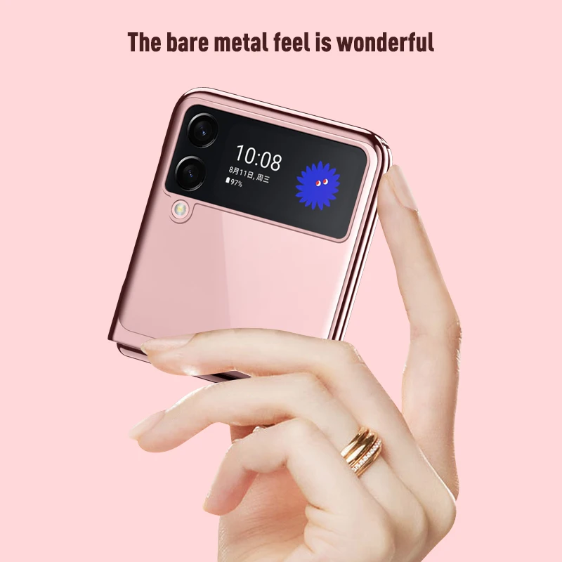 luxury plating frame hard case for samsung galaxy z flip 3 transparent case electroplate frame clear cover for galaxy z flip 3 free global shipping