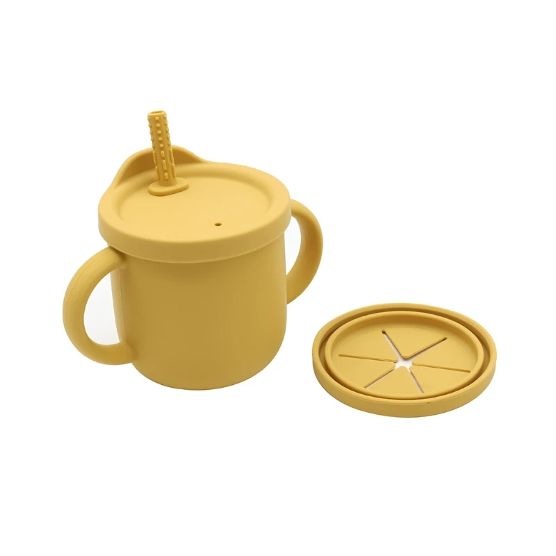 

300ml Portable Baby Silicone Snack Cup Infants Feeding Food Bowl Straw Sippy Cup