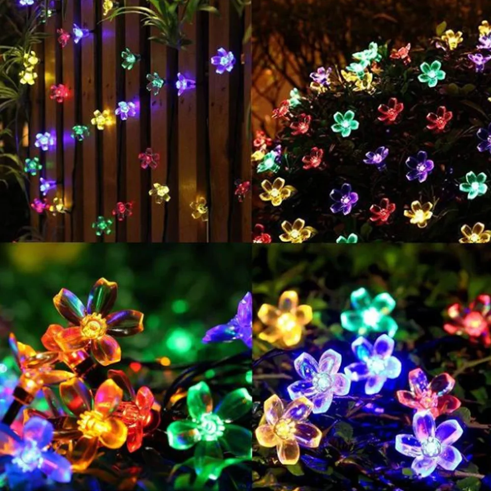 Sakura Flower String светильник s Солнечная Мощность лампа для дома и улицы декоративный ing