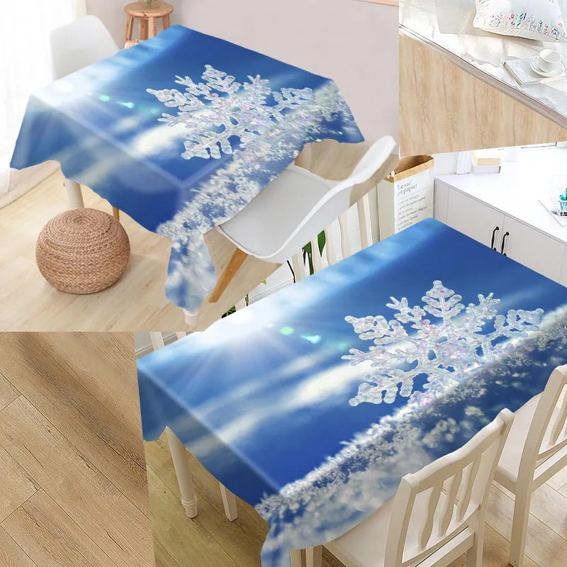 

Custom Snowflake Table Cloth Oxford Fabric Rectangular Waterproof Oilproof Table Cover Wedding Tablecloth