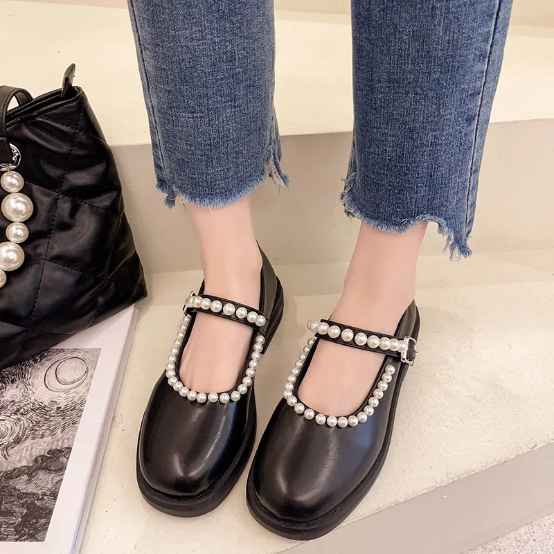 

Shoes Woman 2021 All-Match Casual Female Sneakers Modis Round Toe Flats Oxfords Shallow Mouth New Cute Dress Leather Summer Mary