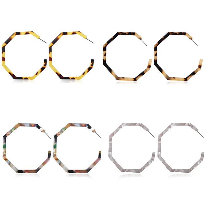 4 пар/уп. большой Леопардовый Черепаховый Акриловый комплект CC сережек женские