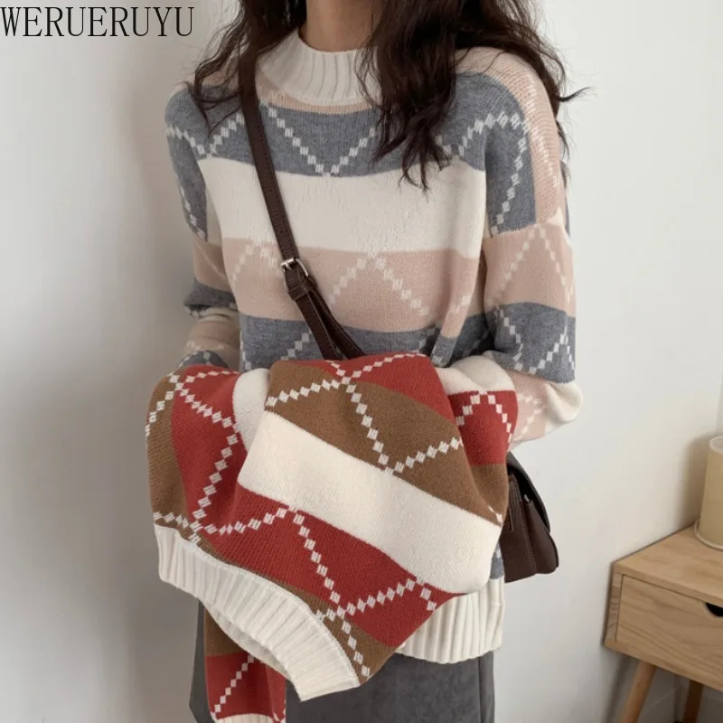 

WERUERUYU, новинка 2020, зимний теплый свитер, пуловер для женщин, с длинными рукавами, вязаный свитер с высоким воротом, женский джемпер, повседнев...