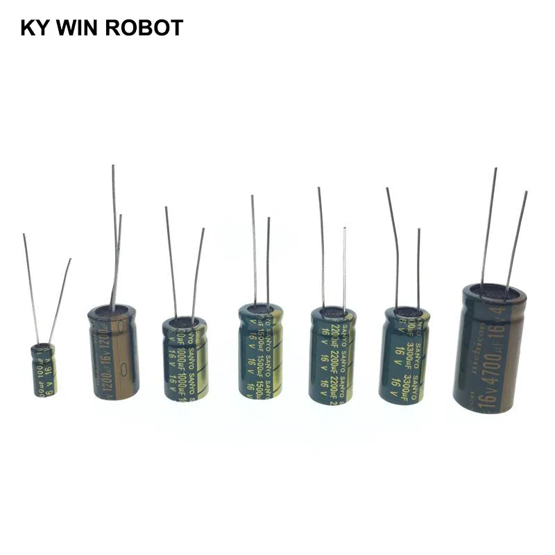 10pcs 16V Aluminum Electrolytic Capacitor 10UF 22UF 33UF 47UF 100UF 220UF 470UF 680UF 1000UF 2200UF 3300UF 4700UF 6800UF 22000UF