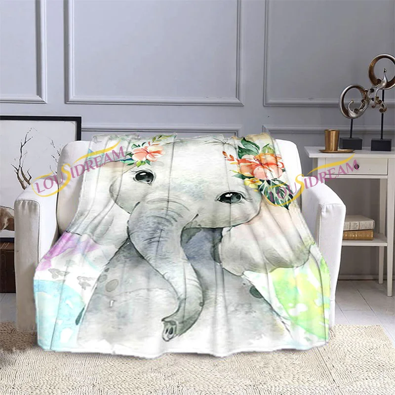 Милые Мультяшные акварельные одеяла с животными фланелевые покрывала