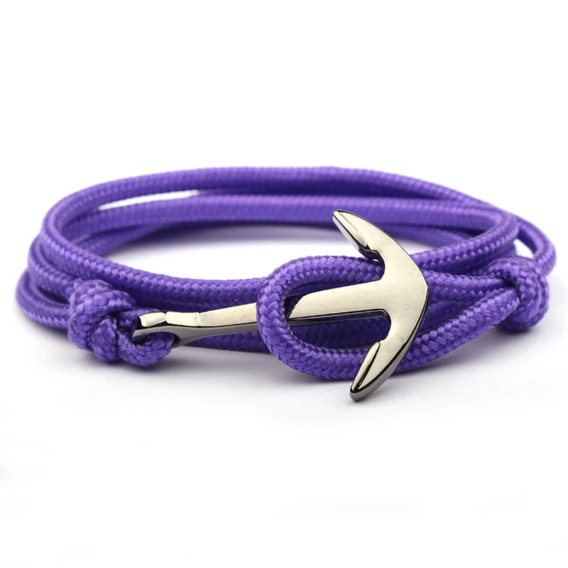 2-13 Adjustable Paracord Anchor Bracelet Woman Men Charm Bracelets Alloy Anchor Nylon Rope Chain Armband Vintage Bracelets& Bangles - Окраска металла: 2-13