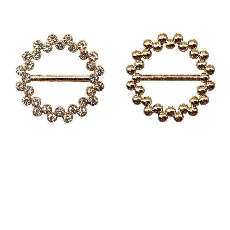 

New Style Corner Pearl Buckle Electro-galvanized Alloy Knotting Adjustable Three-speed Waist Button Women's Decoration