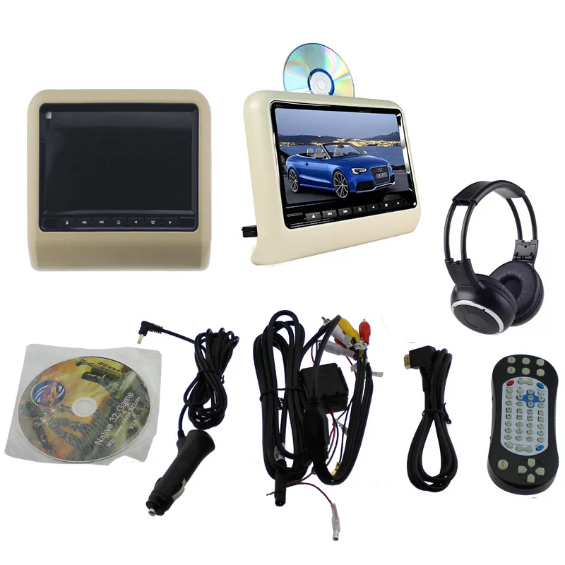 DVD + AV 2 шт. 9-дюймовый автомобильный монитор на подголовник с DVD-плеером