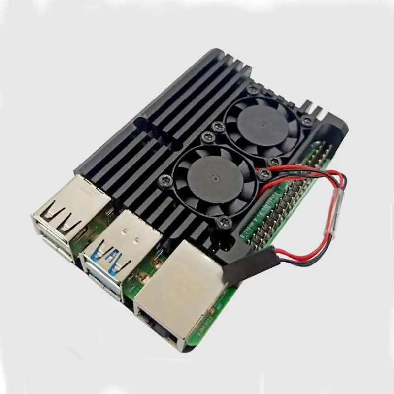 Алюминиевый Чехол Raspberry Pi 3 с двойным охлаждающим вентилятором металлический корпус черный корпус для RPI Raspberry Pi 3B/3B