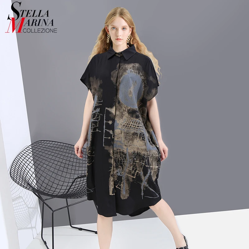 Новинка 2021 корейский стиль летнее женское черное винтажное платье рубашка с