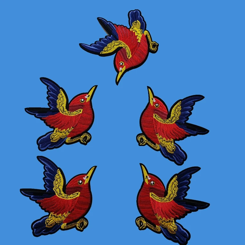 

New Custom 15cm Colorful Embroideried bird Patches Iron On bird Embroidery badge Appliques for Clothes