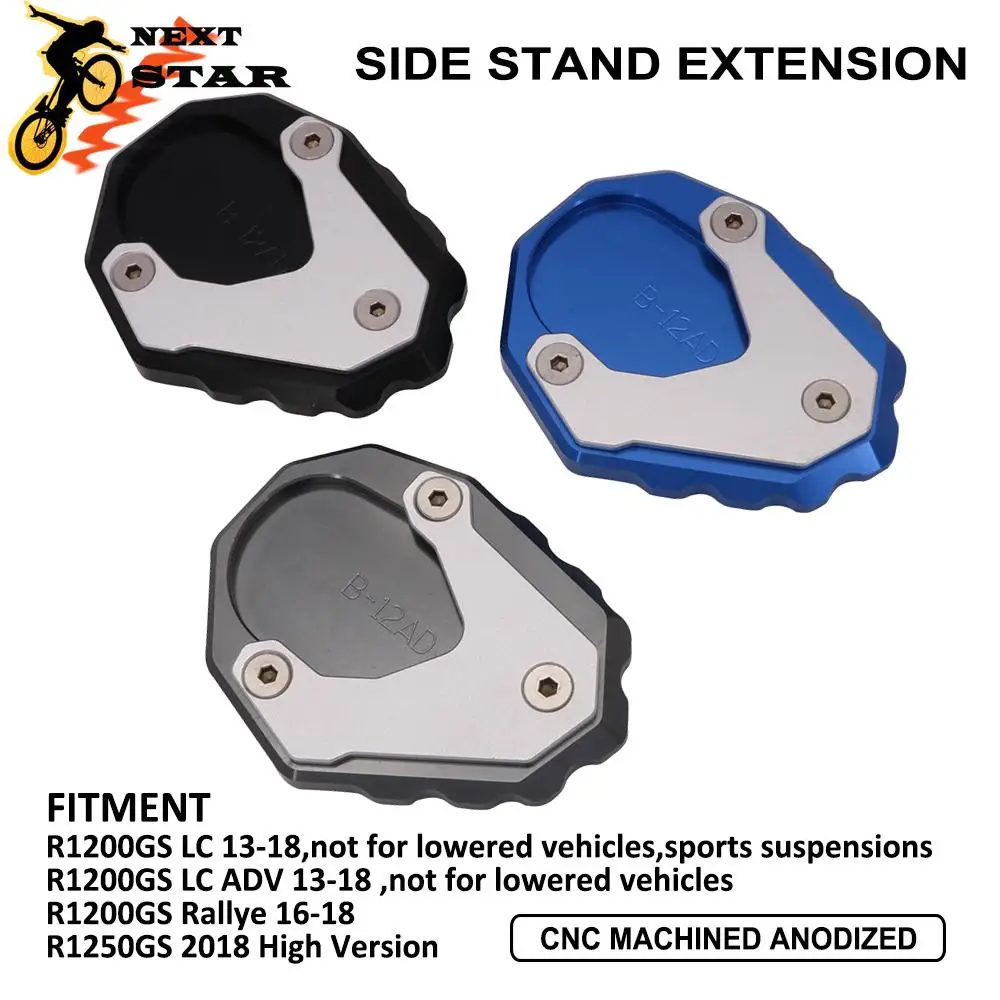 

CNC Motorcycle Aluminum Alloy Side Stand Pad Plate Kickstand Enlarger Support Extension For BMW R1200GS ADV Rallye 2016-2018