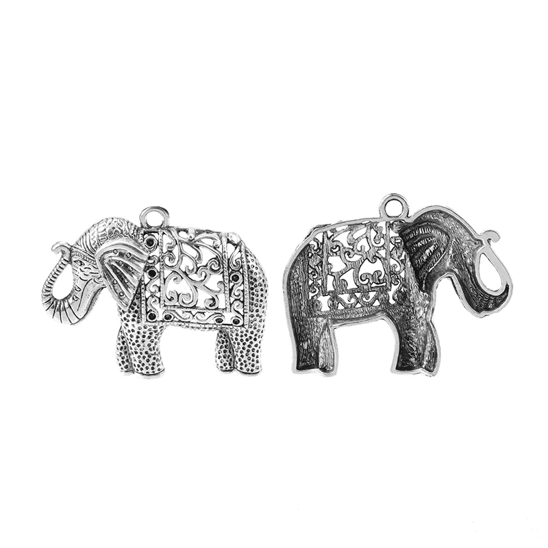 ZXZ 2 шт. тибетский серебряный Большой филигранный Счастливый слон подвески для