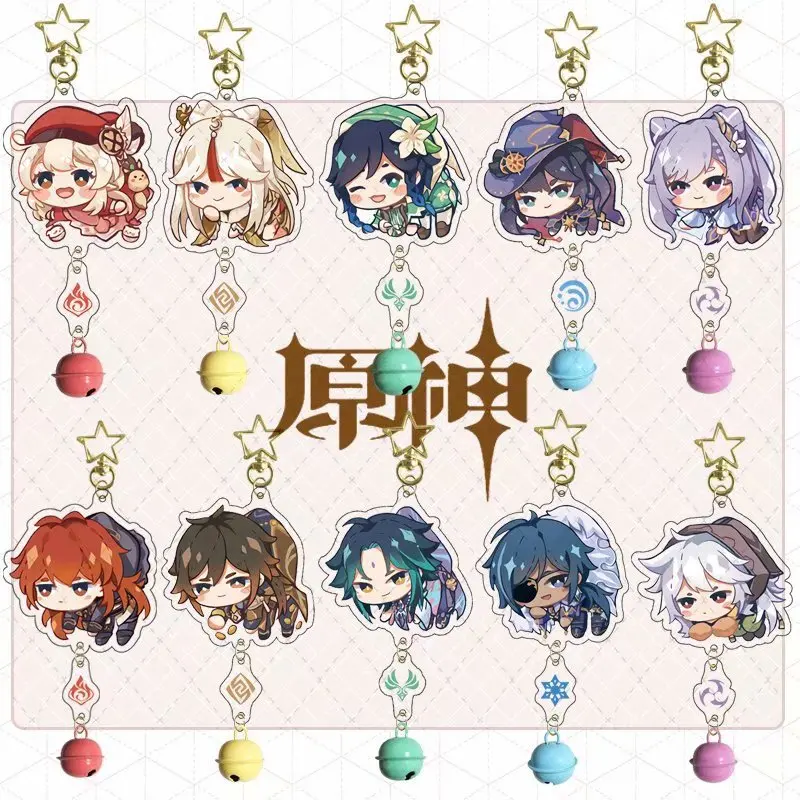 

Genshin Impact Diluc Venti Paimon Keychain Cartoon Fashion Cosplay Key Chain Pendant Props Accessories Key Ring Jewelry