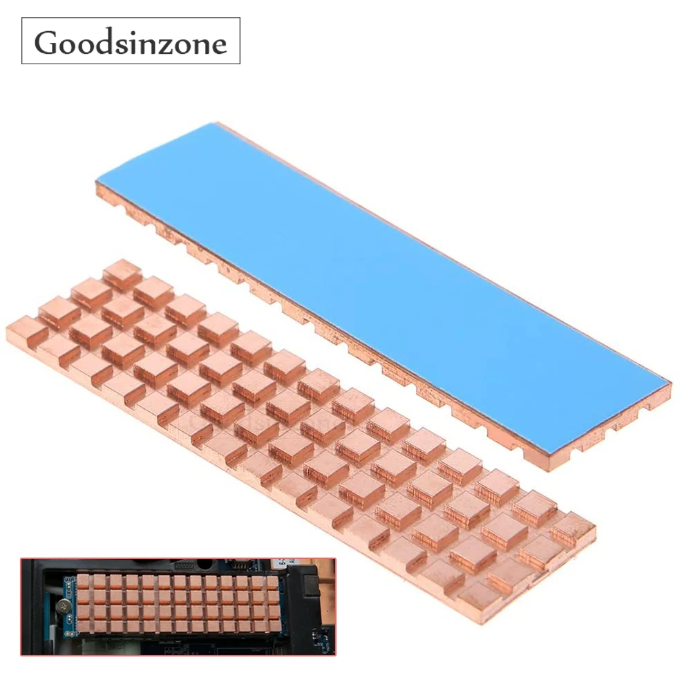 

M.2 Heatsink for NVMe M.2 2280 SSD, 100% Copper Heat Sink+Thermal Pad for Cooling M.2 SSD 2280 NGFF NVME SSD (Copper 1-Pack 3mm)