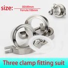 Наружный диаметр 89 мм, санитарный фланцевый Соединительный наконечник трубы + тройной зажим 3,5 дюйма + ПТФЭ или силиконовая прокладка, нержавеющая сталь SUS 304, трехфазный светильник