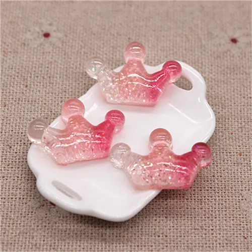 3crown 20pcs 20 шт новые смолы блеск градиент сердце/звезда/лук/корона/вишня/Seashell Кабошоны украшения Шарм основы для заколок для волос деко - Цвет: 3crown 20pcs