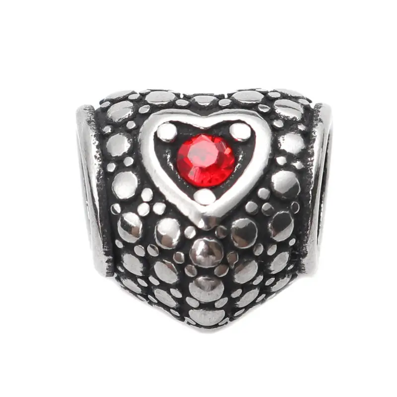 Новые бусины из нержавеющей стали 304 в форме сердца со стразами для изготовления