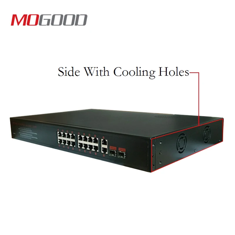 MoGood 16 портов PoE 100M коммутатор, 2 порта 1000M uplink, для CCTV IP poe камеры 250 метров дальность передачи