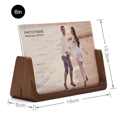 Walnut-6in-h Фоторамка из натурального дерева с прозрачным акриловым ковриком настольная фоторамка для пейзажа и портрета - Цвет: Walnut-6in-h