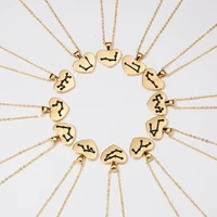 new women zodiac sign 12 constellation necklace gold color heart pendant choker female girls birthday jewelry gifts with card