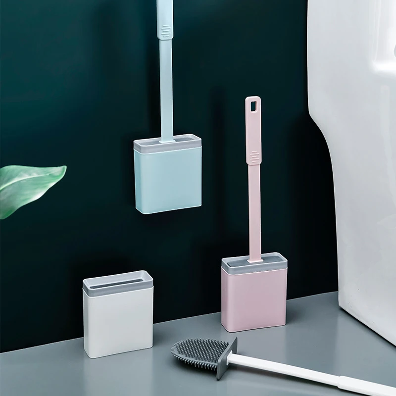 

Bathroom Toilet Cleaning Brush & Holder Set Flexible Soft Cleaning Brush with Long Handle for Corner Bathroom XH8Z