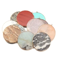 good quality natural stone pendants round semi precious stone necklace pendant for jewelry making size 52x55mm