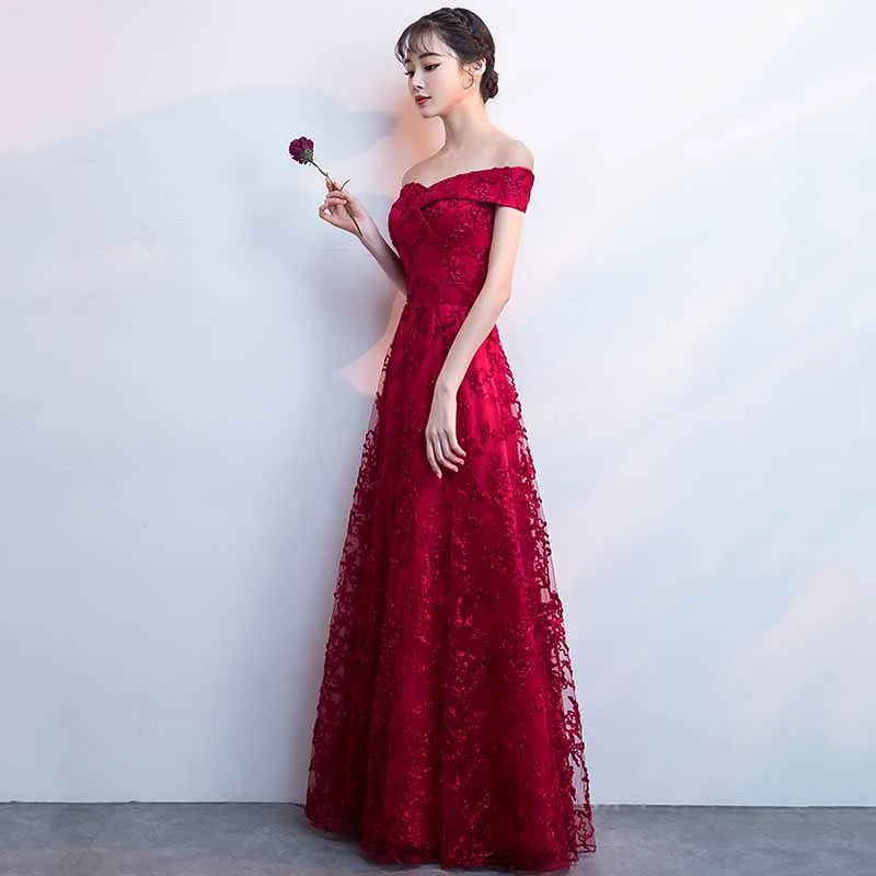 AnXin SH принцессы с красным кружевом цветочным рисунком вечернее платье вечерние в