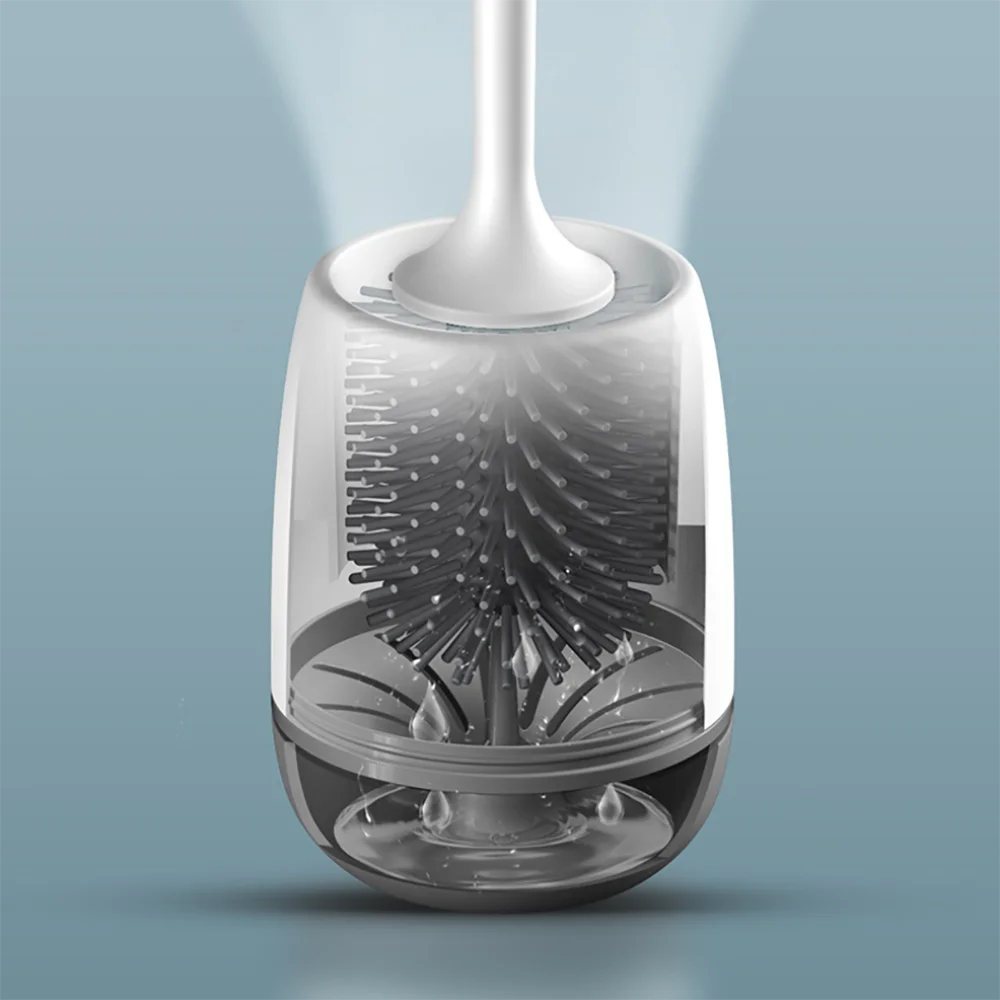 Щетка для унитаза с длинной ручкой и мягкой щетиной используется очистки туалета