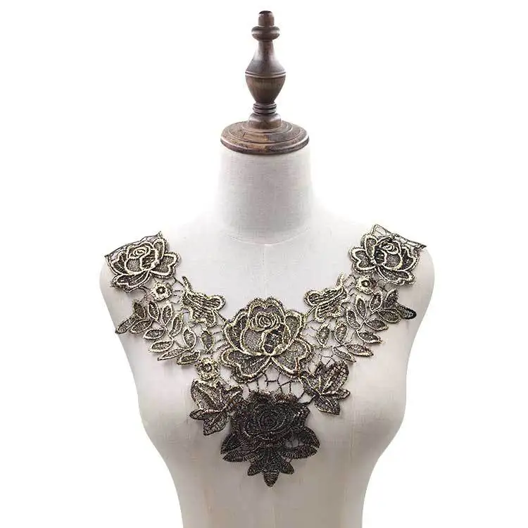 С вышивкой с круглой горловиной для творчества искусственные Съемная воротники