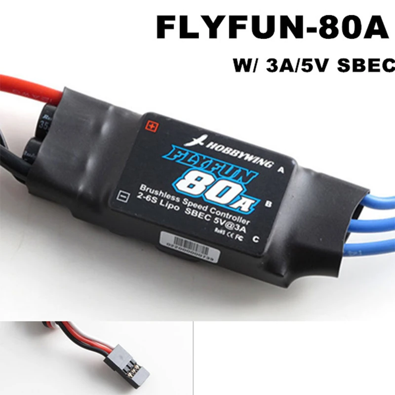 Hobbywing FlyFun 80A 2-6S бесщеточный ESC с 5V 3A SBEC для радиоуправляемых самолетов Multi heli copter |