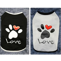 2021 new paw printed love design durable short sleeve pet vest dog clothes summer dog shirt soft simple puppy dog accessory