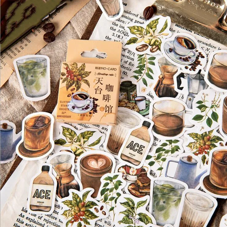 

46 шт. Sharkbang крыша кофейный домик винтажный журнал Декоративные наклейки для скрапбукинга s DIY Дневник Строительная наклейка этикетка