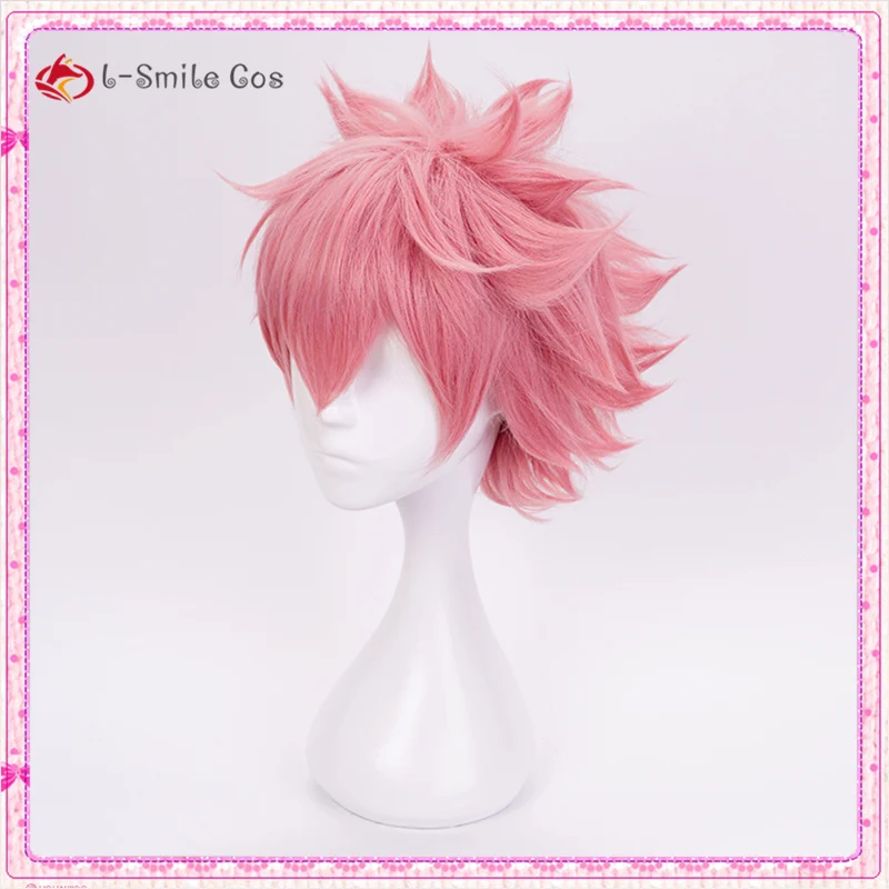 Розовый парик My Hero Academia Mina Ashido с головным убором костюм для косплея термостойкий