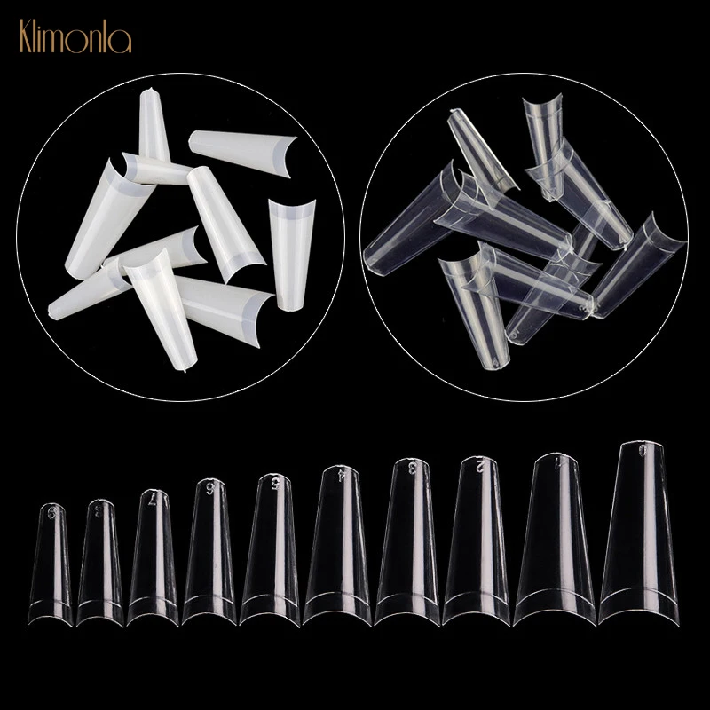 

500Pcs/Pack Clear/Natural French Fake Nail Half Cover Ballerina False Nails Long Flat Head Acrylic Nail Art Tips Manicure Tool