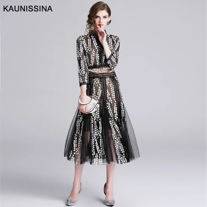 Винтажное коктейльное платье KAUNISSINA элегантные вечерние платья с вышивкой