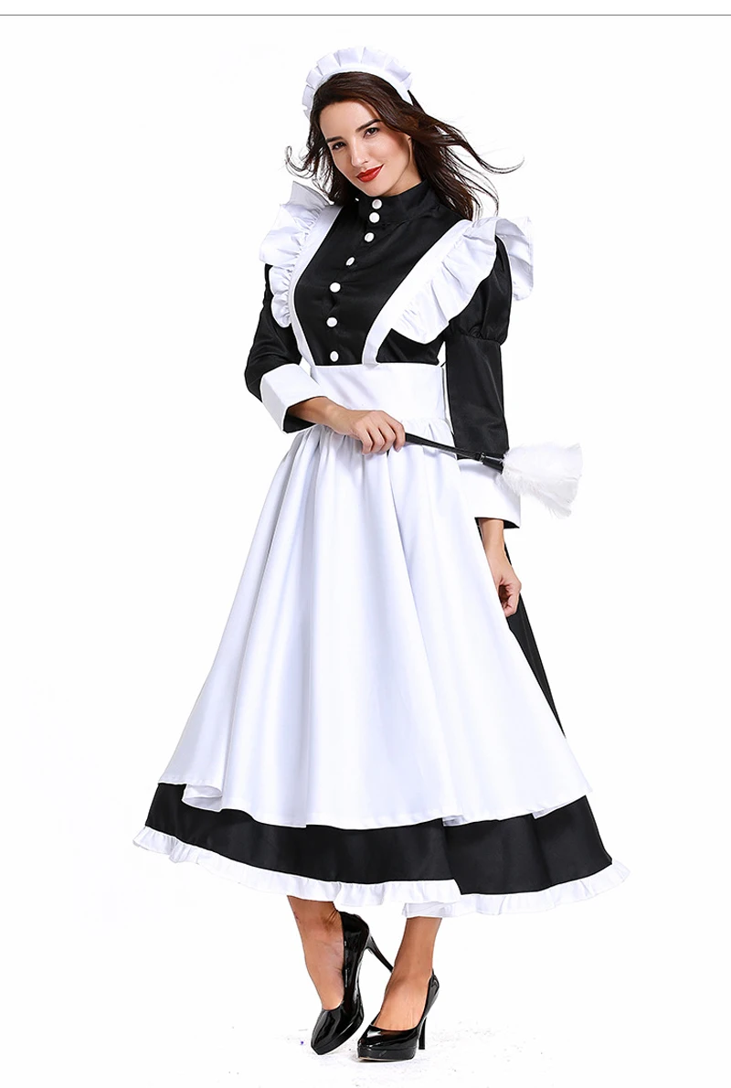 

British style movie character housekeeper clothes French maid clothes German maid clothes black and white dresses cosplay Costum