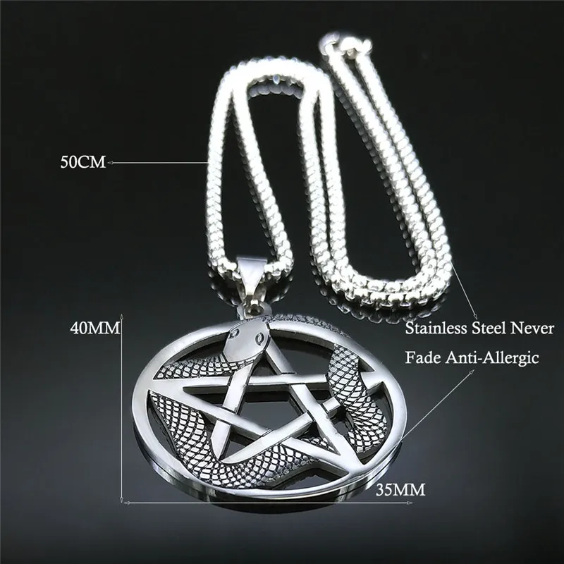 Колье Witchcraft с пентаграммой и спиральной змеей из нержавеющей стали подвеска на