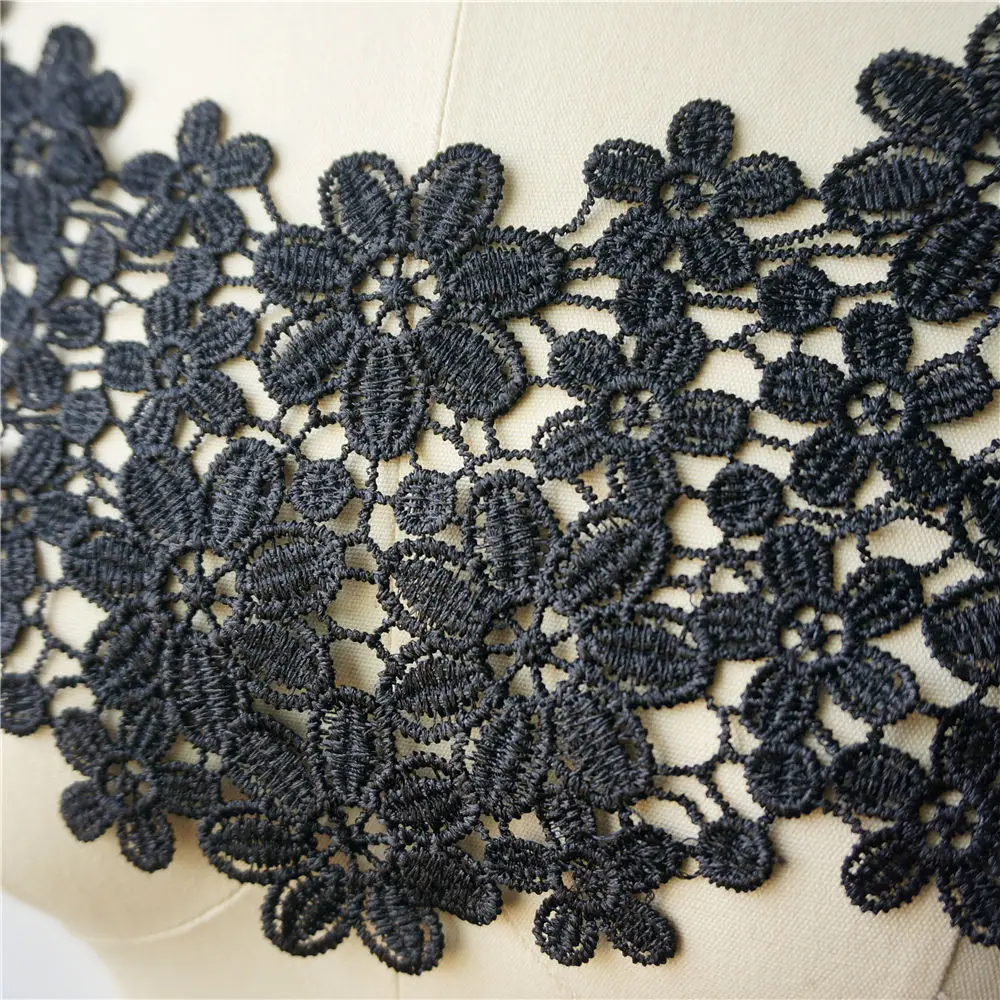 Черный цветочный тканевый воротник вышитые искусственные винтажные полые