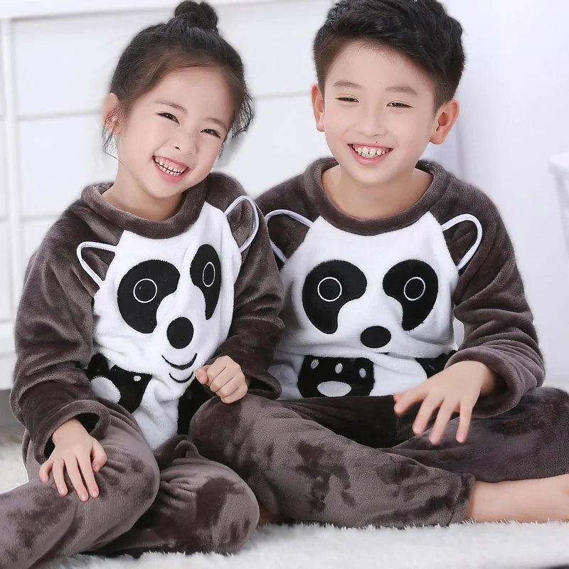 

Winter Sleepwear for Girl Flannel Kids Pyjamas Clothing Suit Boy Girl Sleepwear Animal Cartoon Nightwear Baby Pajama Set