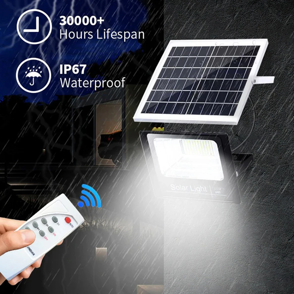 

50/100/233 LED Solar Light Outdoor Remote Control Waterproof For Garden Street Landscape Spotlight Wall Solar Powered Flood Lamp