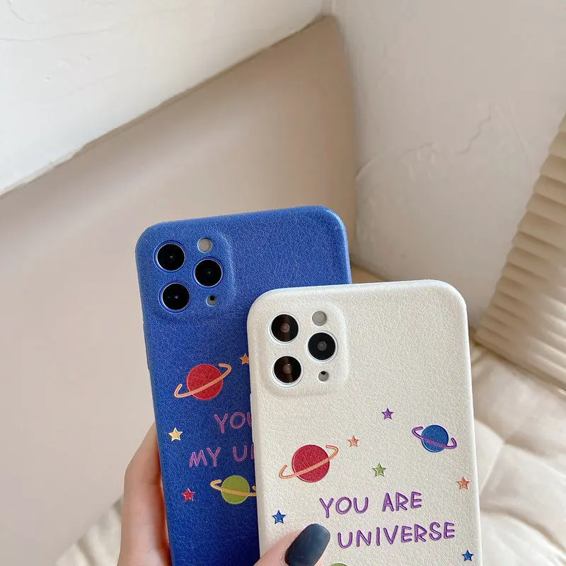 

For iPhone 11 Pro Max Luxury Leather Planet Universe Phone Case For iPhone 7 Plus 8 Plus X XR XS Max Back Cover Coque Fundas