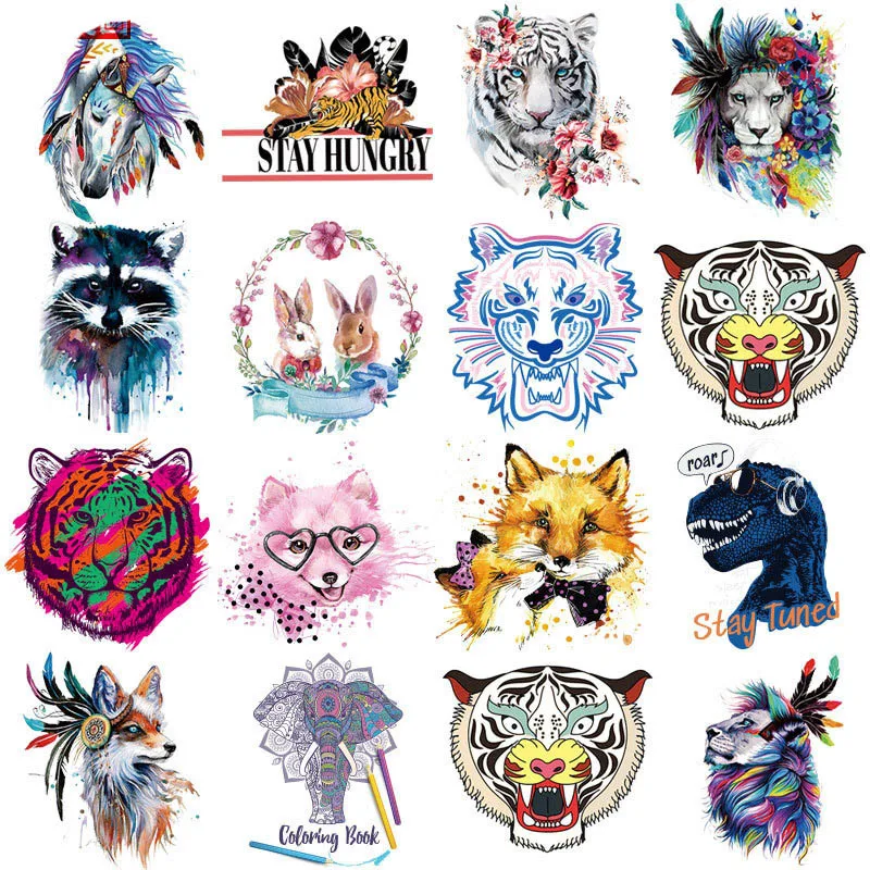 

Fashionable and cool color printing forest large animal tiger beast heat transfer sticker for iron accessories on men's T-shirts