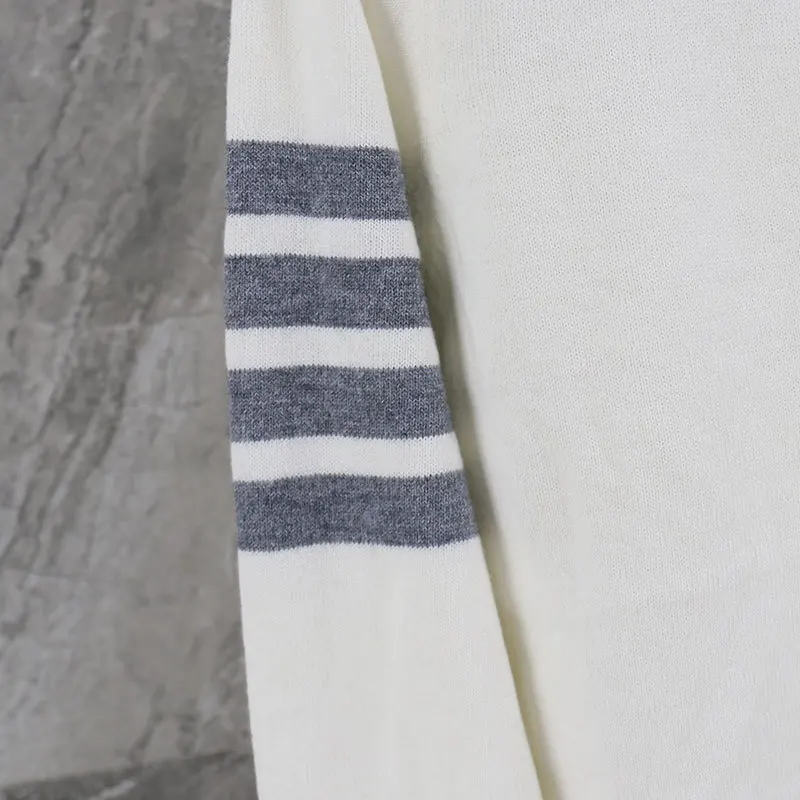 

2021 Fashion TB Thom Brand Sweaters Women Loose O-Neck Pullovers Clothing Striped Wool Cotton Autumn Winter Casual Coat
