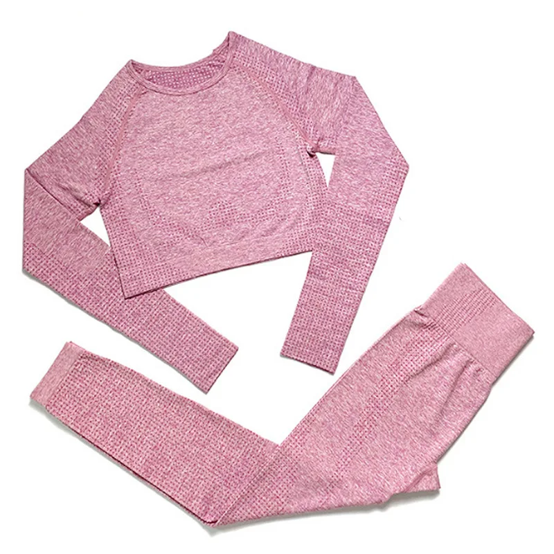

Hot Sale Fitness Suit Seamless Long Sleeve Workout Wear Tight Fit Ladies Workout Sports Crop Top Workout Sportswear JSF29