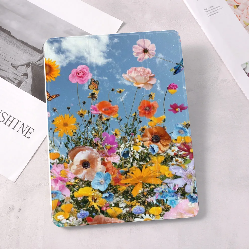 

Чехол для iPad с цветами и бабочками для iPad 10,9 дюймов Air 4 2020 5th 6th 10,2 дюймов 8th Generation 12,9 2018 2021 Mini 5