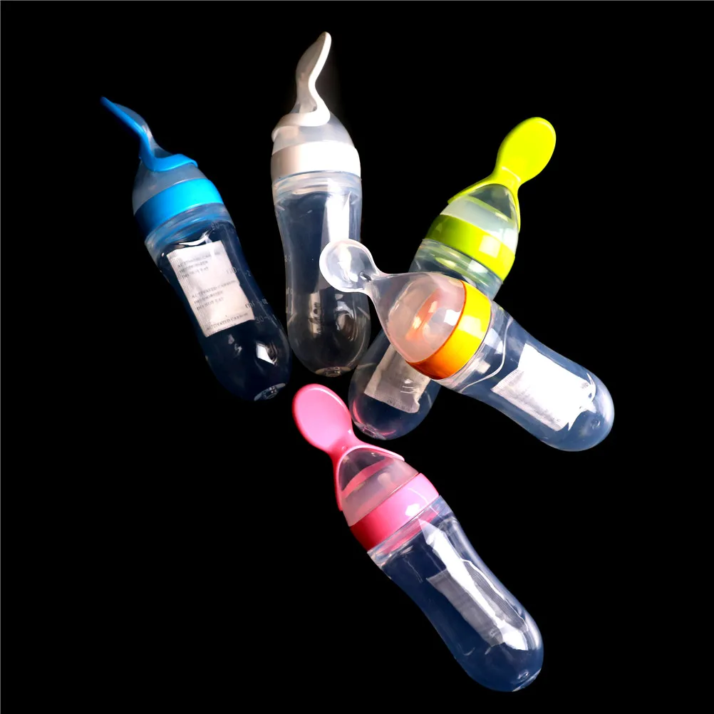 Baby feeder Silicone rice cereal bottle Baby Squeezing Feeding Spoon Training Scoop Rice Cereal Food Supplement Feeder Safety