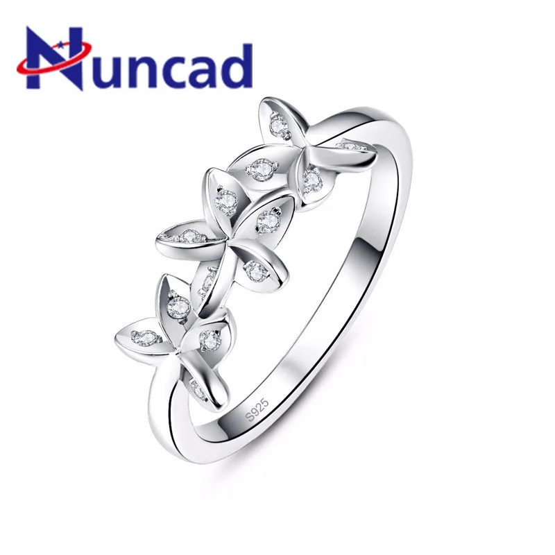 925 пробы серебряные танцевальные листья лист белый Ослепительный CZ палец кольца