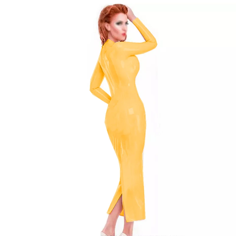 Женское обтягивающее платье с длинным рукавом и ложным воротником длинное